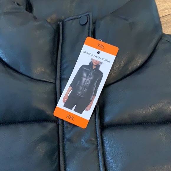 MARC NY FAUX LEATHER PUFFER VEST - Picture 2 of 6